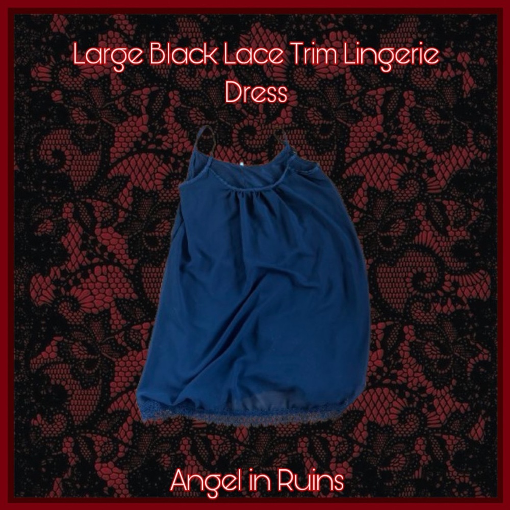 Black Lace Trim Slip Dress